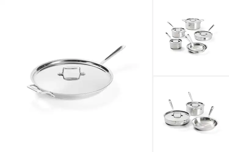 Detailed view of Best All-Clad D5 Stainless Steel Pans With Lids