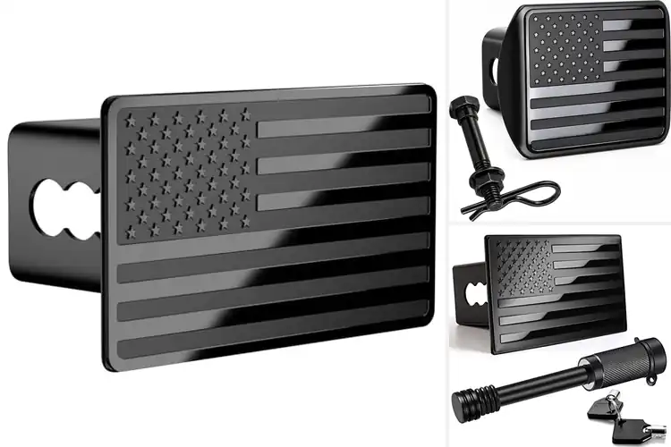 Detailed view of Best American Flag Trailer Hitch Covers