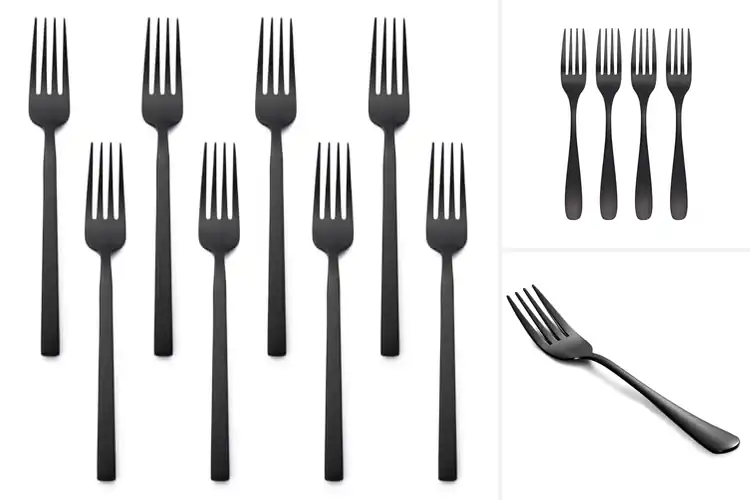 Detailed view of Best Black Satin Salad Forks for Elegant Dining